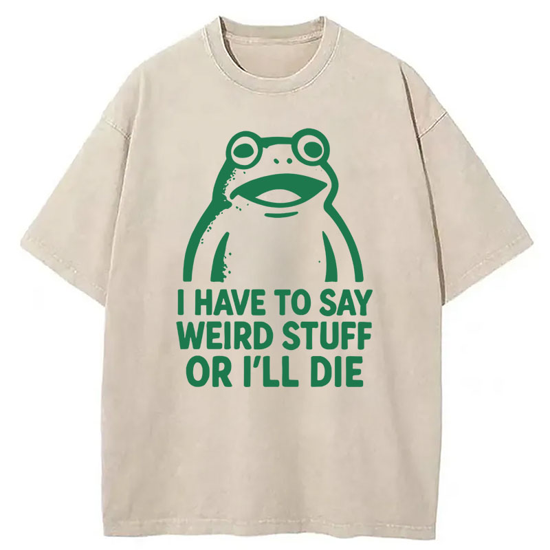 Modecanvas Weird Frog Funny Meme DTG Printing Washed T-Shirt