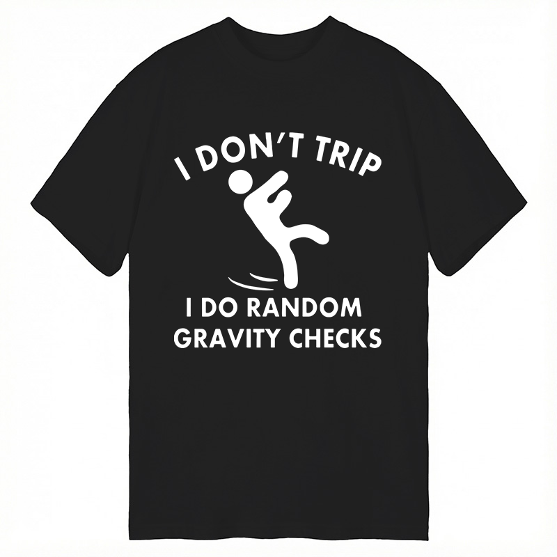 Modecanvas Random Gravity Checks Funny DTG Printing Classic T-Shirt-modecanvas