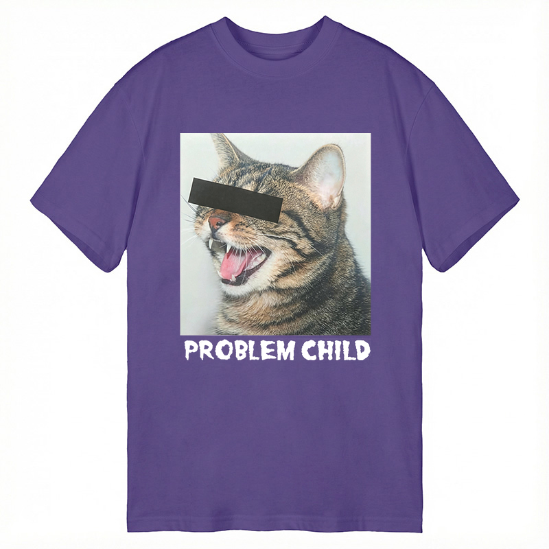 Modecanvas Problem Child Cat DTG Printing Classic T-Shirt-modecanvas