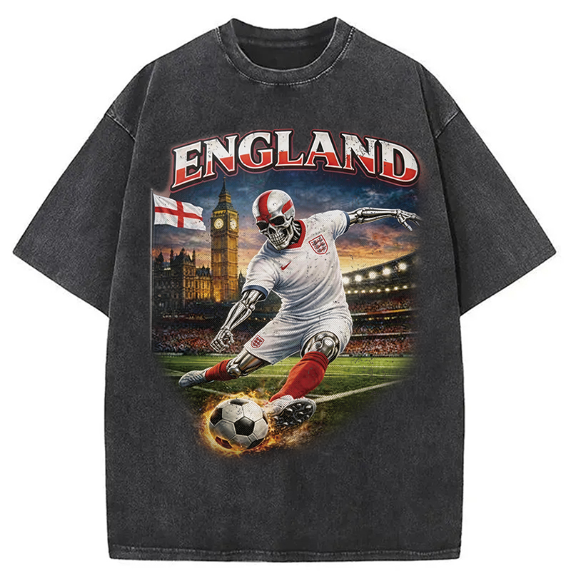 Modecanvas England Soccer DTG Printing Washed T-Shirt