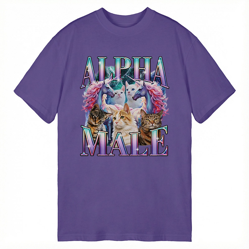 Modecanvas Alpha Male Unicorn Cat DTG Printing Classic T-Shirt-modecanvas
