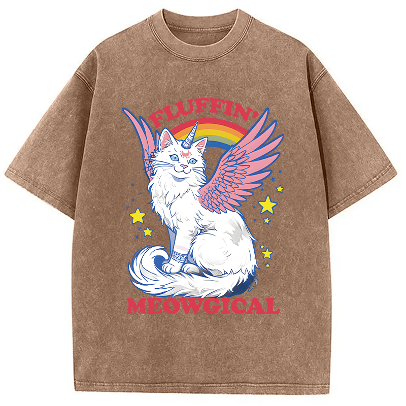 Modecanvas Fluffin Meowgical DTG Printing Washed T-Shirt