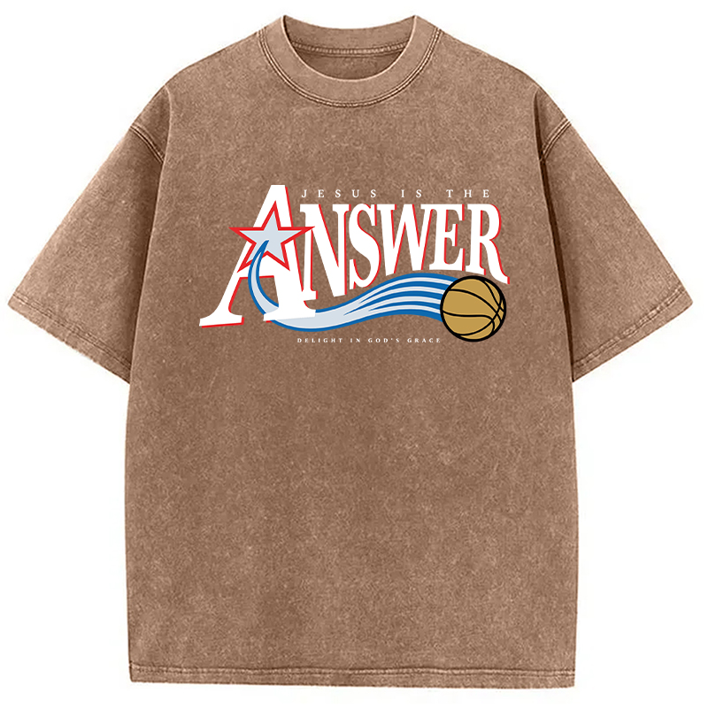 Modecanvas Jesus Is The Answer DTG Printing Washed T-Shirt