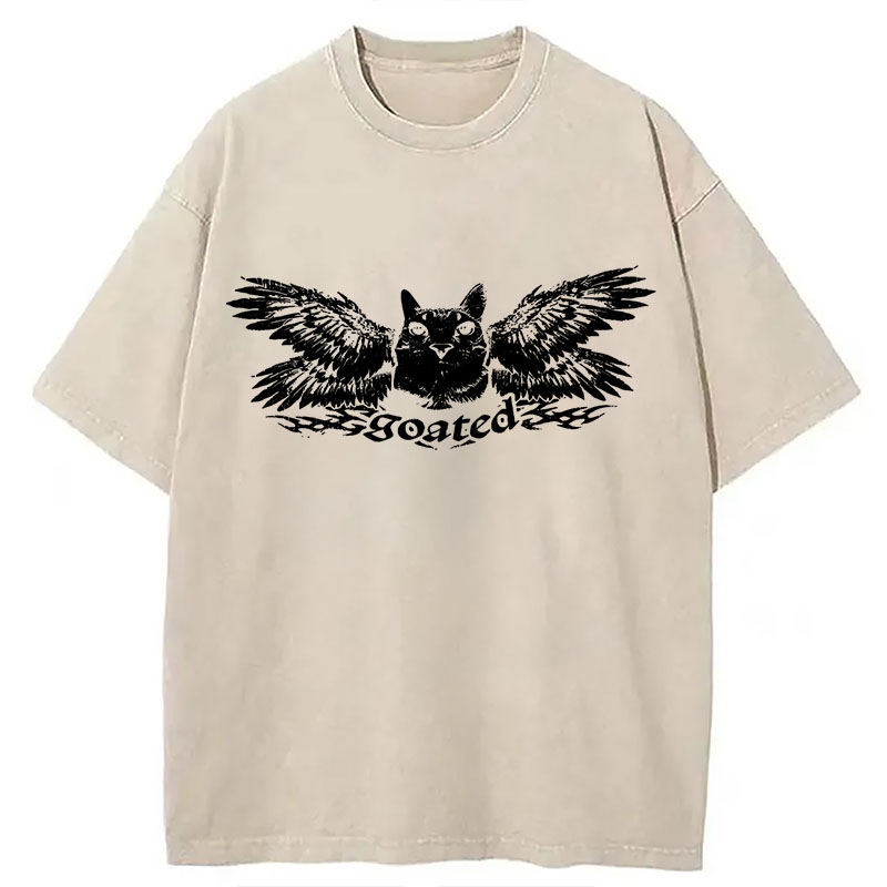 Modecanvas Grunge Kitten DTG Printing Washed T-Shirt