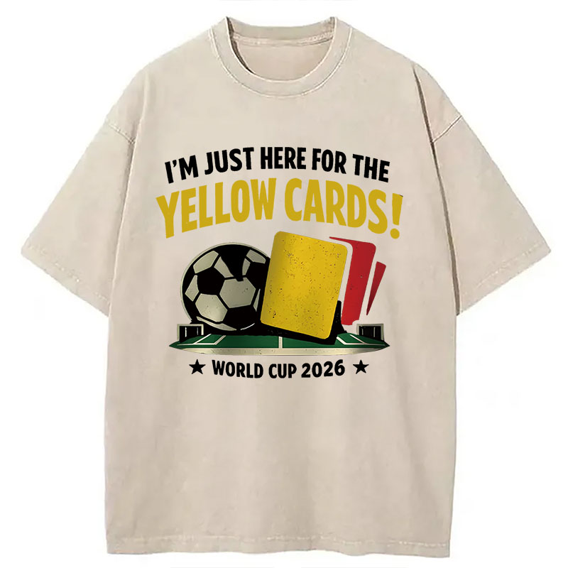 Modecanvas Funny Yellow Card Soccer DTG Printing Washed T-Shirt
