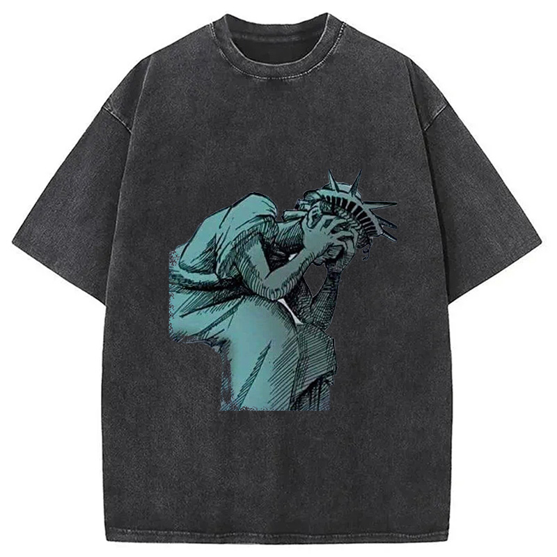 Modecanvas Lady Liberty Flaming Fist Washed T-Shirt