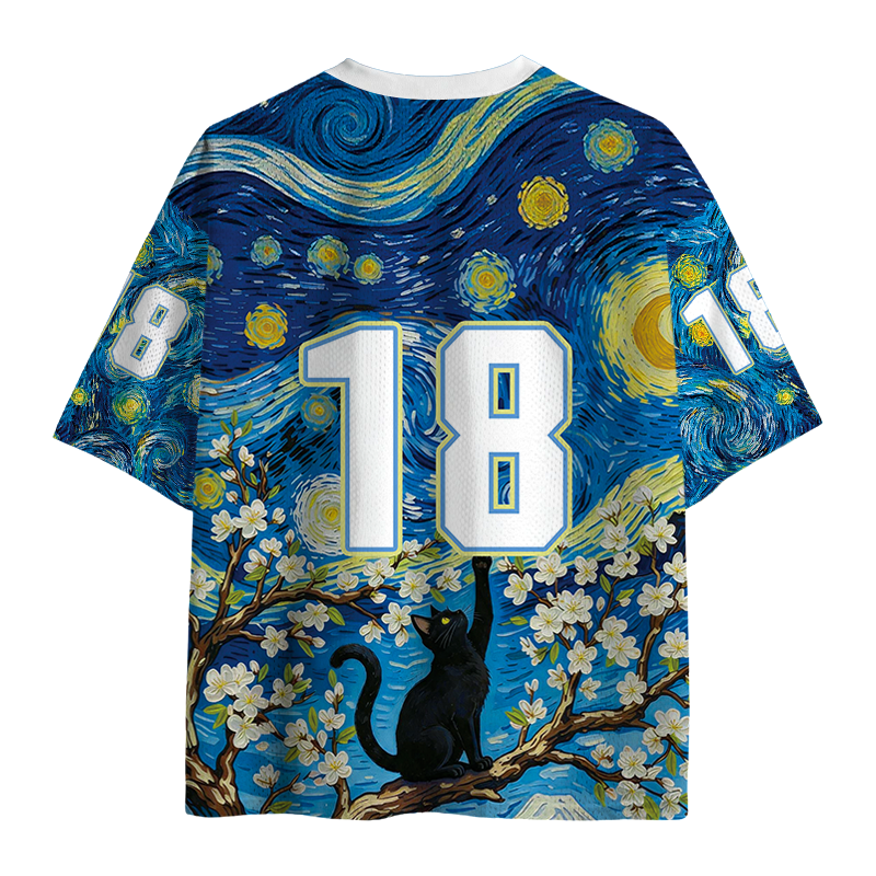 Modecanvas Sakura Starry Cat Mesh Jersey-modecanvas
