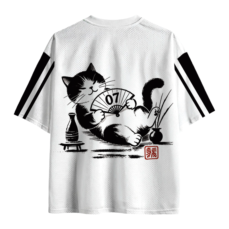 Modecanvas Ramen Cat Mesh Jersey-modecanvas