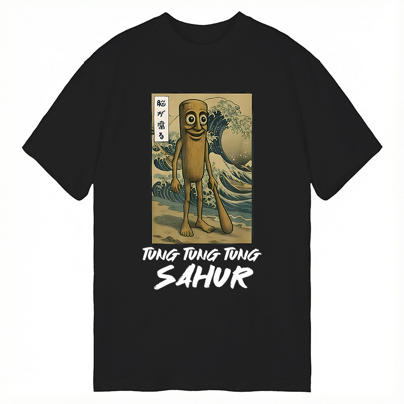 Modecanvas Tung Tung Tung Sahur Funny Italian Brainrot Meme DTG Printing Classic T-Shirt-modecanvas