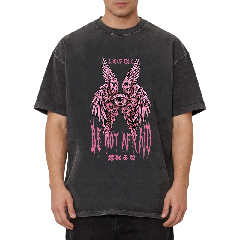 Modecanvas Be Not Afraid Seraphim DTG Printing Washed T-Shirt