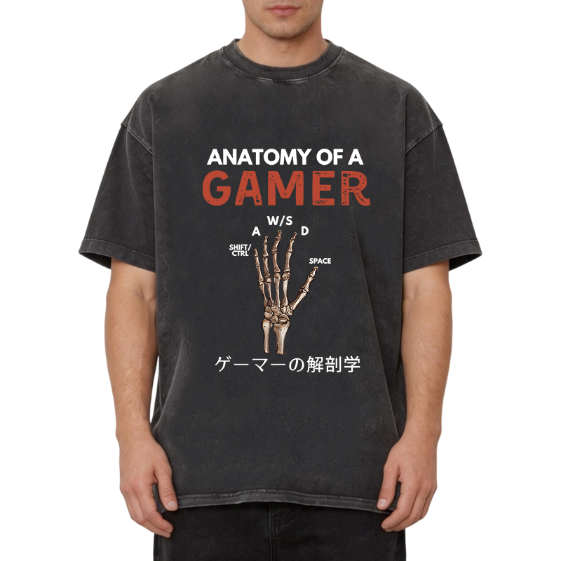 Modecanvas Anatomy of A Gamer DTG Printing Washed T-Shirt