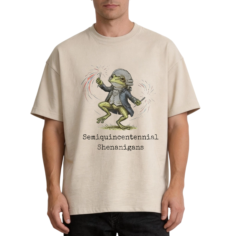 Modecanvas Funny Frog Semiquincentennial DTG Printing Washed T-Shirt