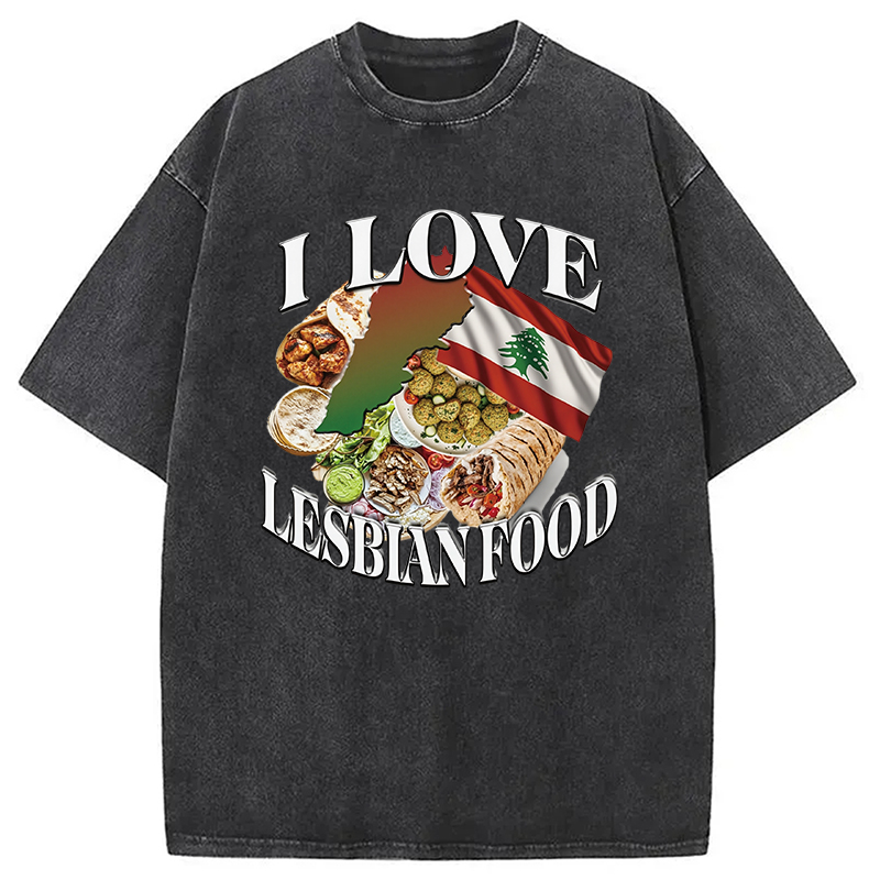 Modecanvas I Love Lesbian Food Washed T-Shirt