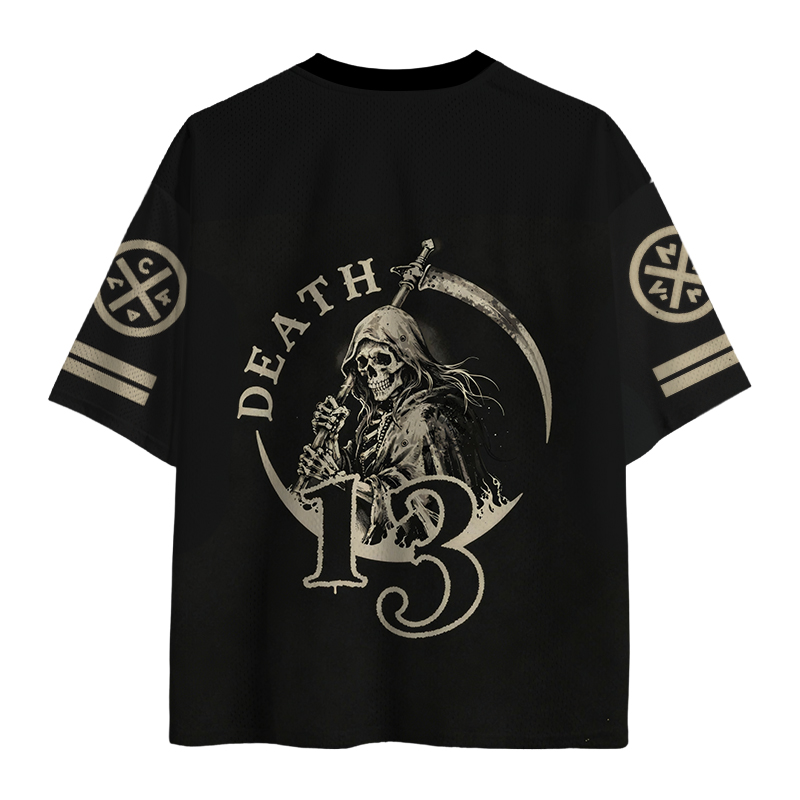 Modecanvas Death in Cloak Tarot Card Mesh Jersey-modecanvas