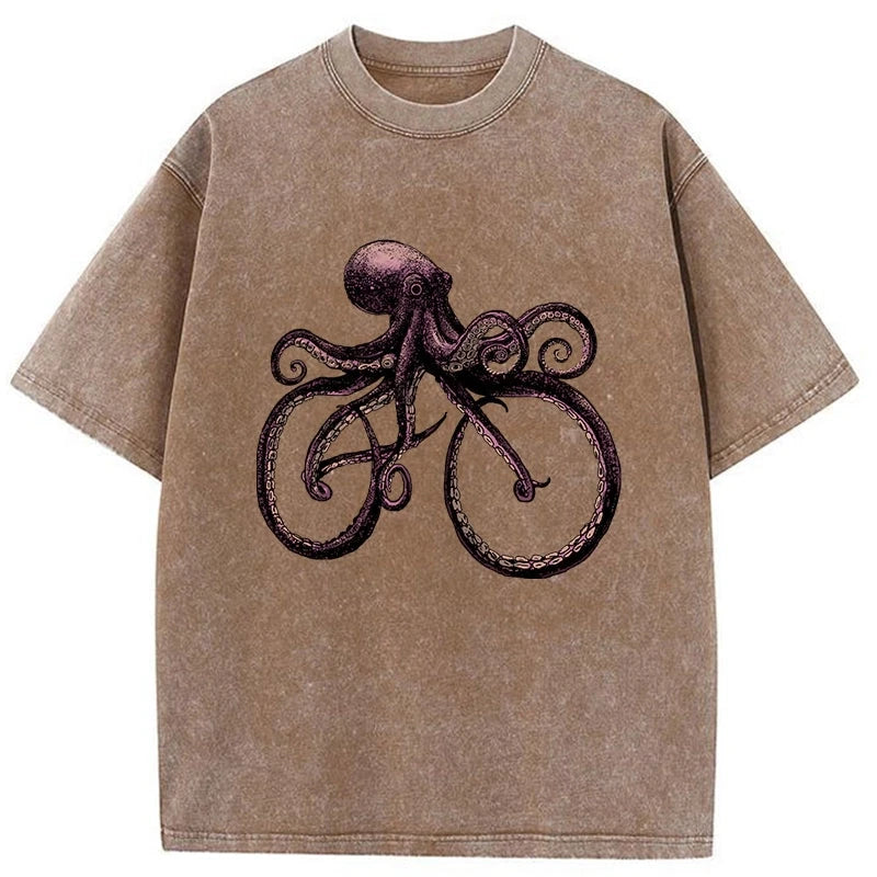 Modecanvas Japanese Octopus Bicycle Washed T-Shirt