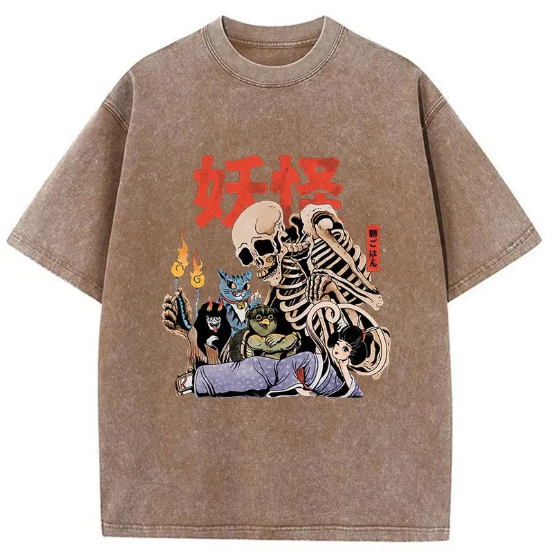 Modecanvas The Yokai Club DTG Printing Washed T-Shirt-modecanvas