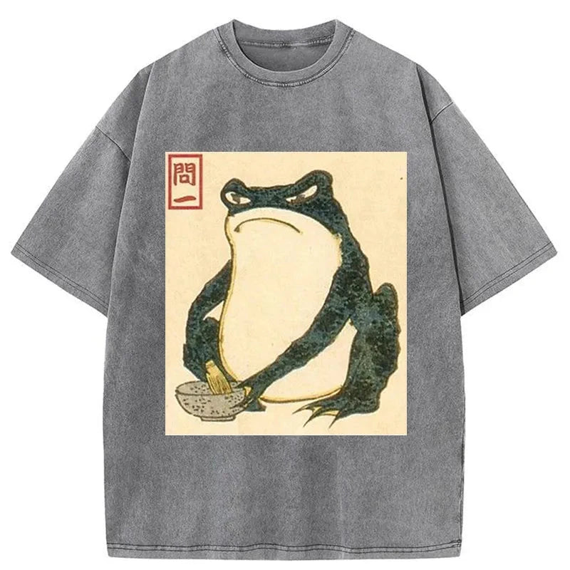 Modecanvas Matsumoto Hoji Japanese Frog Washed T-Shirt-modecanvas