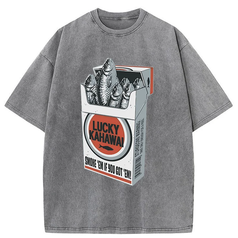 Modecanvas Japanese Lucky Kahawai Washed T-Shirt-modecanvas