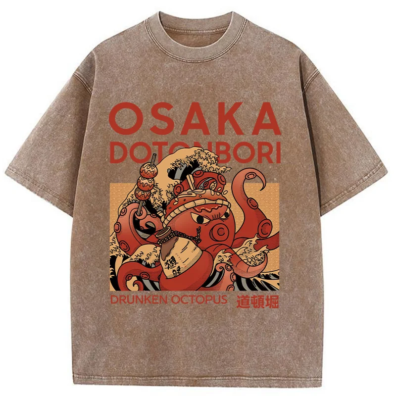 Modecanvas Osaka Octopus Monster Washed T-Shirt