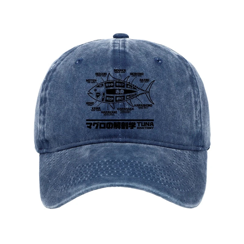 Modecanvas Tuna Dissection Map Japanese Washed Cap-modecanvas