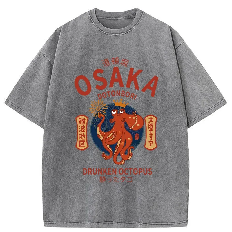 Modecanvas Osaka Dotonbori Drunken Octopus Washed T-Shirt