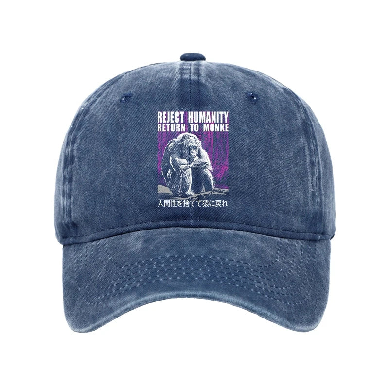 Modecanvas Reject Humanity Return To Monkey Washed Cap-modecanvas