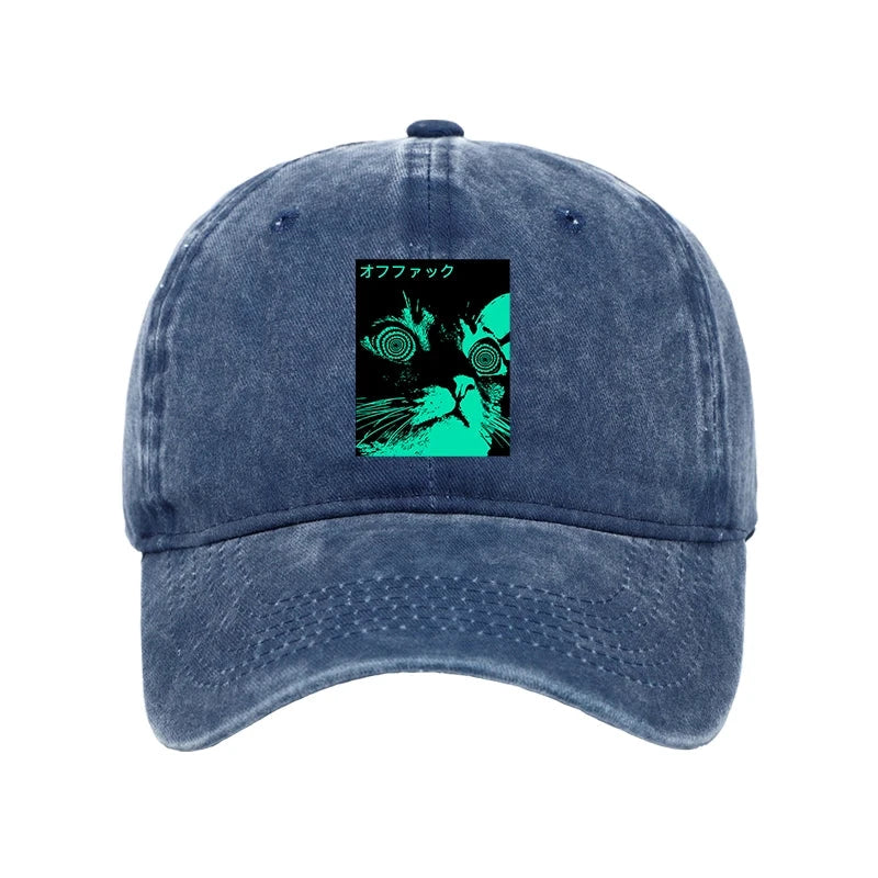 Modecanvas Cool Cat Japanese Washed Cap-modecanvas