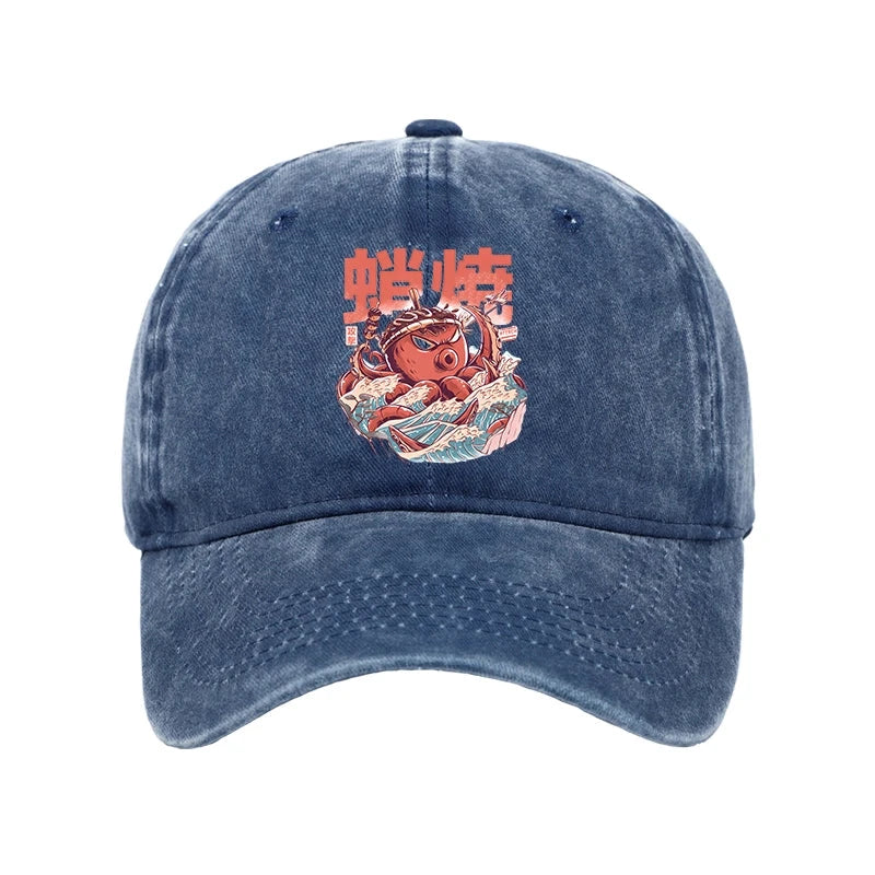 Modecanvas The Great Wave Takoyaki Japanese Washed Cap-modecanvas