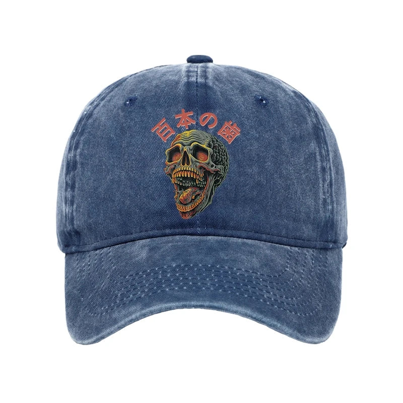 Modecanvas Terrifying And Disgusting Skull Washed Cap-modecanvas