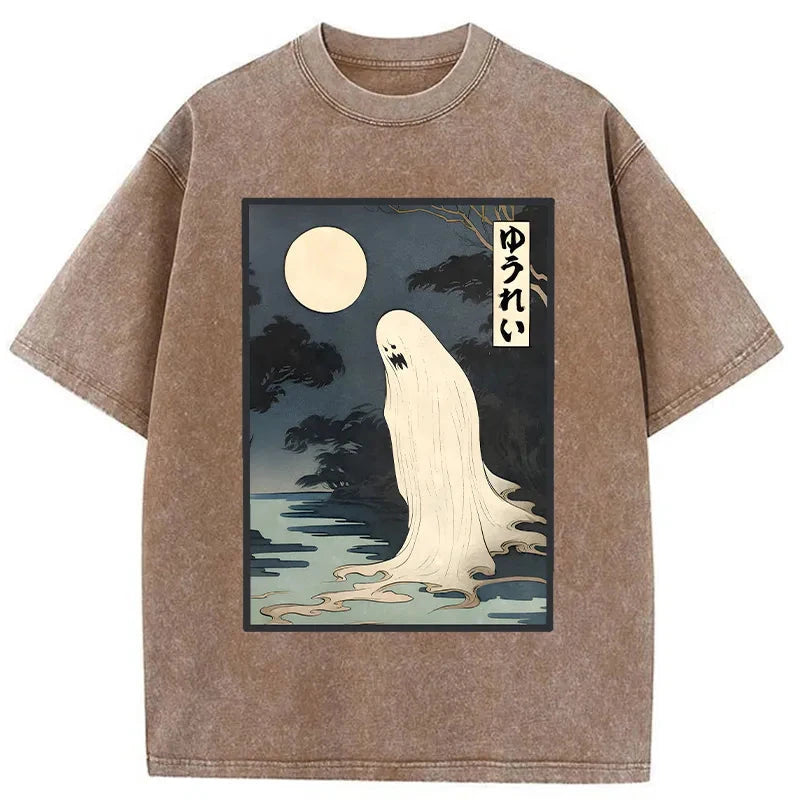 Modecanvas Creepy Japanese Ghost Washed T-Shirt