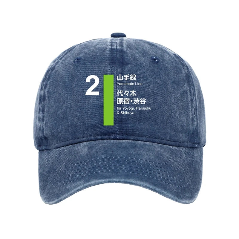 Modecanvas Yamanote Line Shibuya And Harajuku Washed Cap-modecanvas