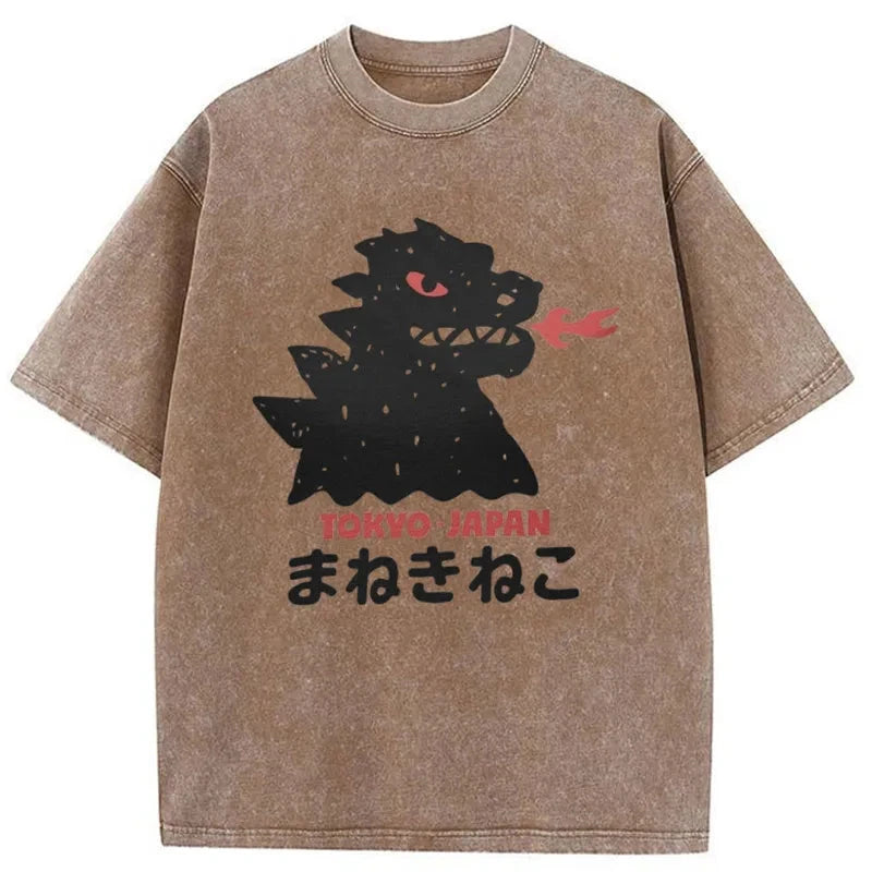 Modecanvas Japanese Fortune Cat Washed T-Shirt