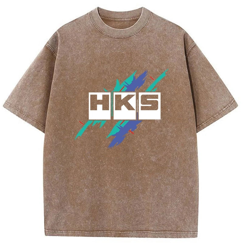 Modecanvas HKS Drifting Drag JDM Washed T-Shirt-modecanvas