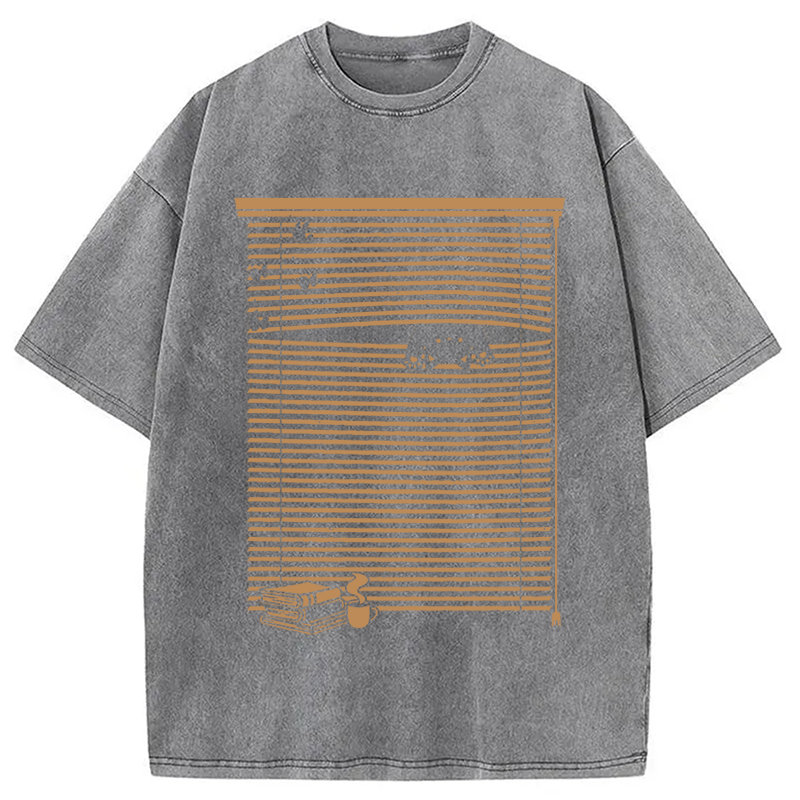 Modecanvas Spying Black Cat DTG Printing Washed T-Shirt