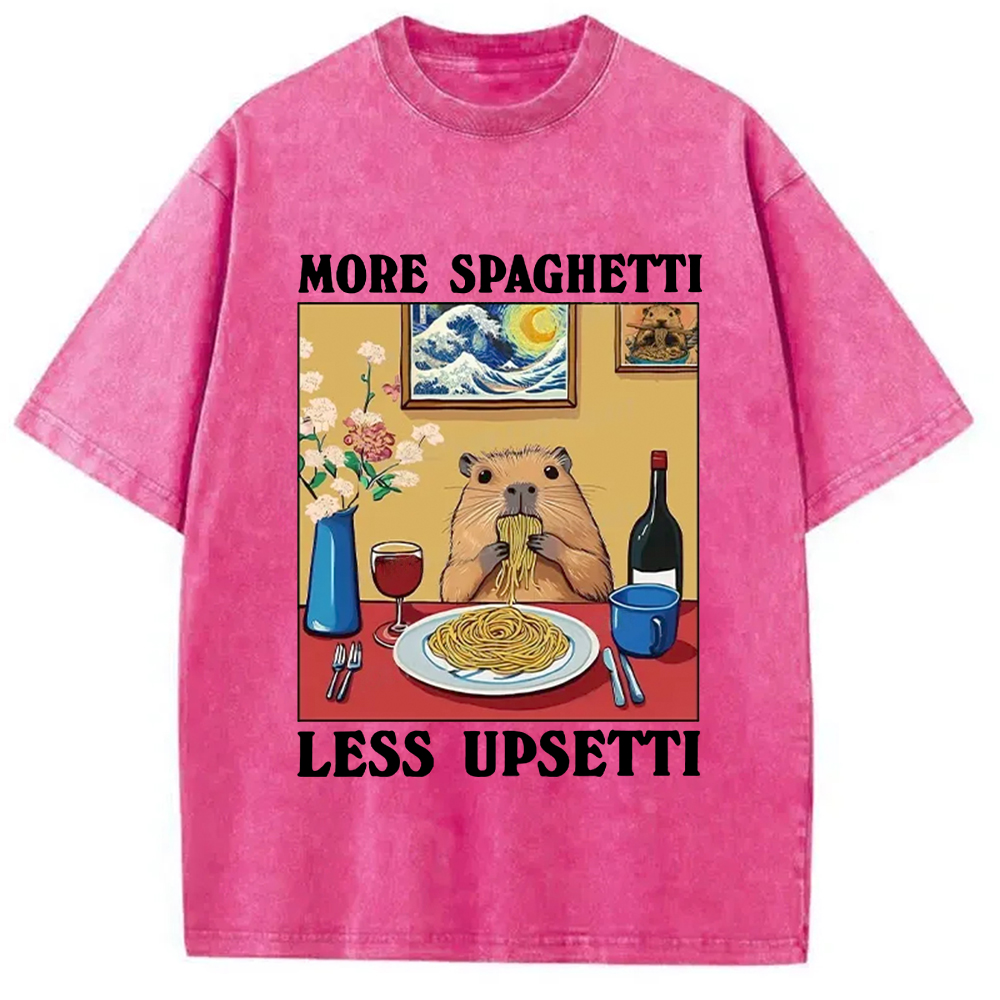 Modecanvas More Spaghetti Less Upsetti Capybara Washed T-Shirt