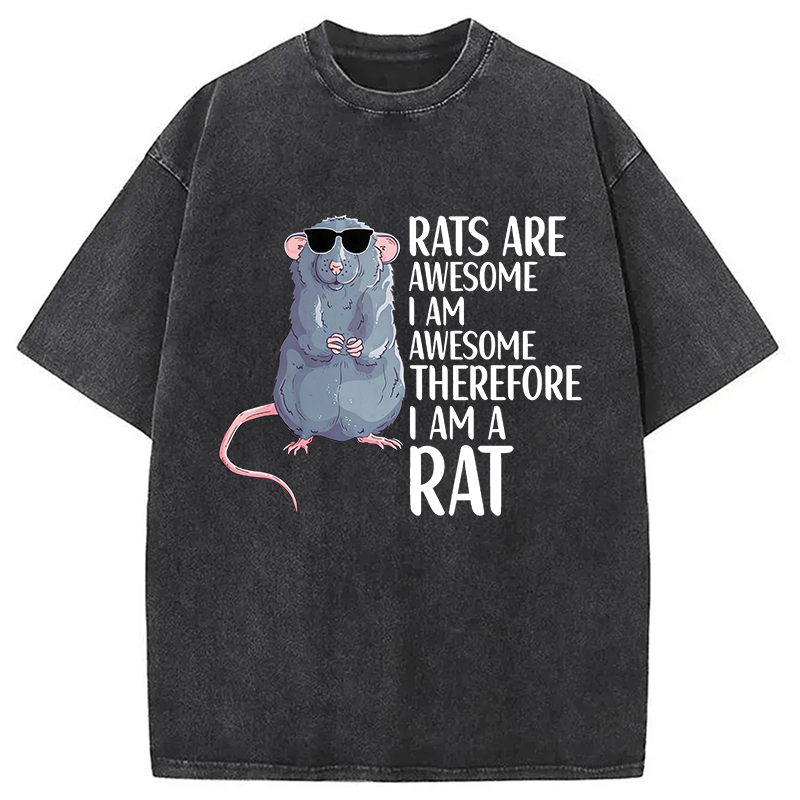 Modecanvas Rats Are Awesome Funny Rat DTG Printing Washed T-Shirt