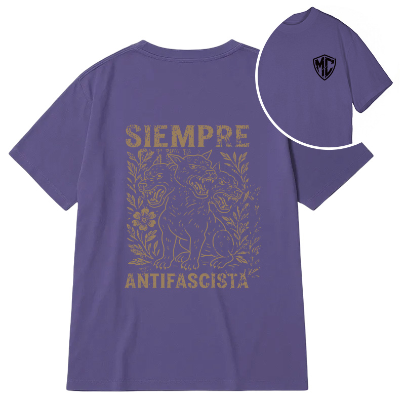 Modecanvas Siempre Antifascista Hydra Dog DTG Printing Back Classic T-Shirt