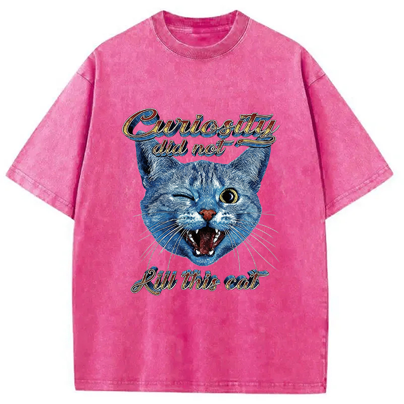 Modecanvas Curiosity Did Not Kill This Cat DTG Printing Washed T-Shirt