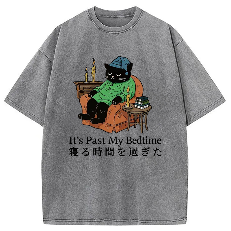 Modecanvas Cat That Goes To Bed Early Washed T-Shirt