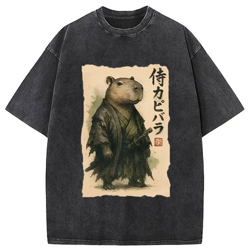 Modecanvas Capybara Samurai Washed T-Shirt