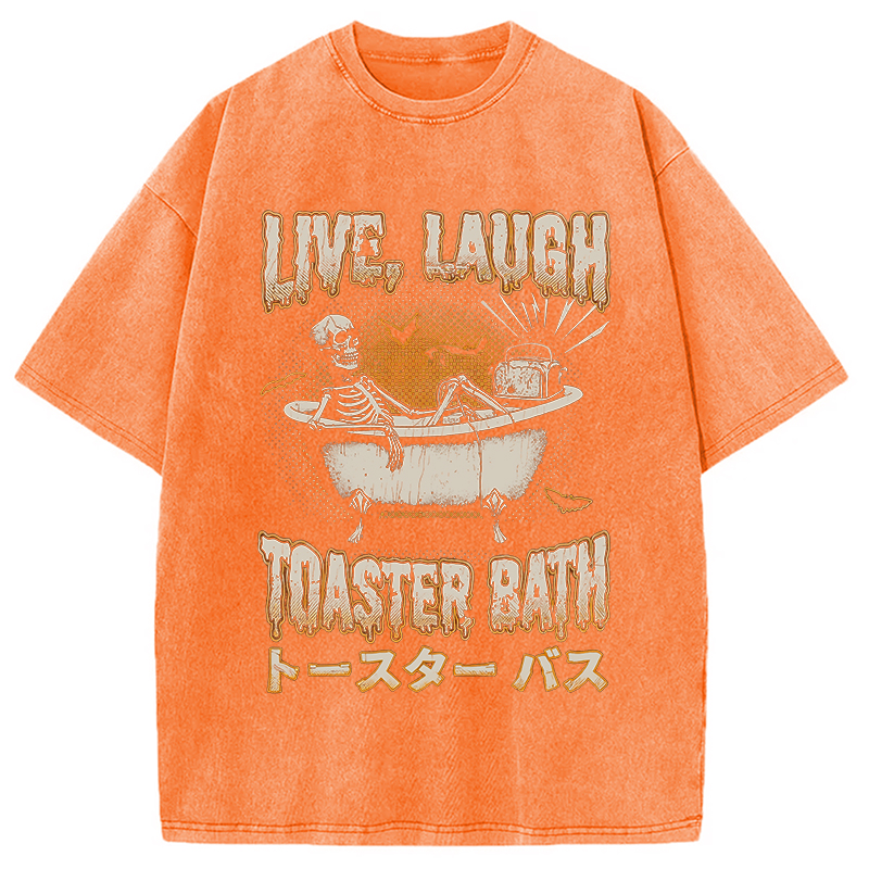 Modecanvas Skeleton Taking A Bath Washed T-Shirt
