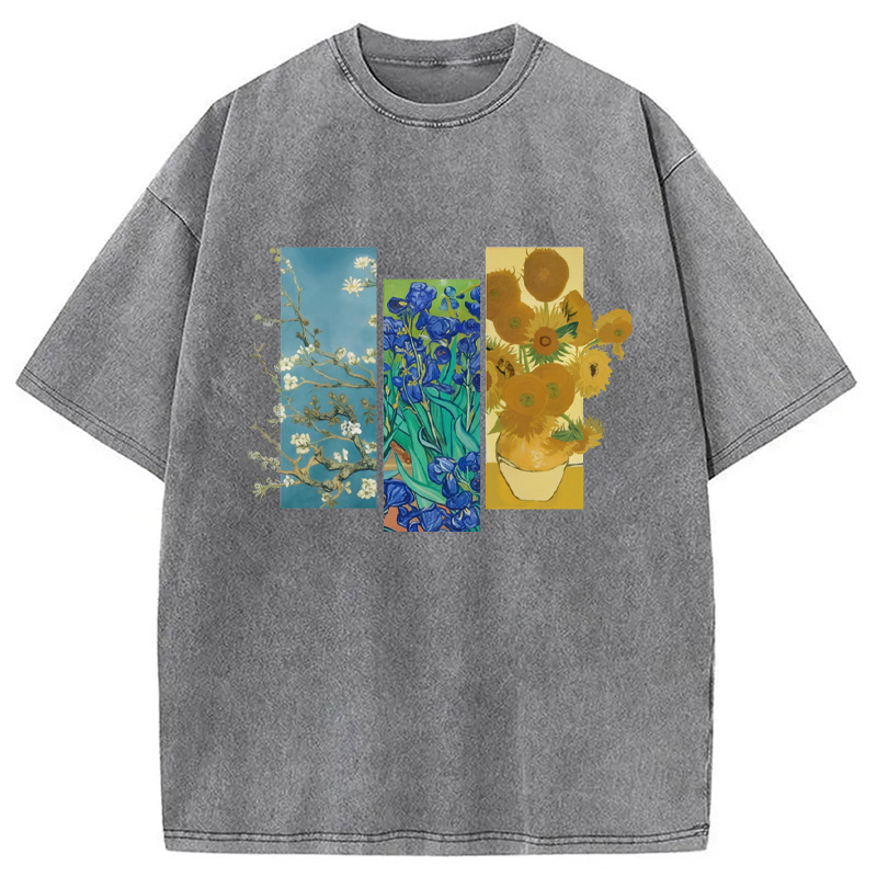 Modecanvas Van Gogh Flowers Washed T-Shirt