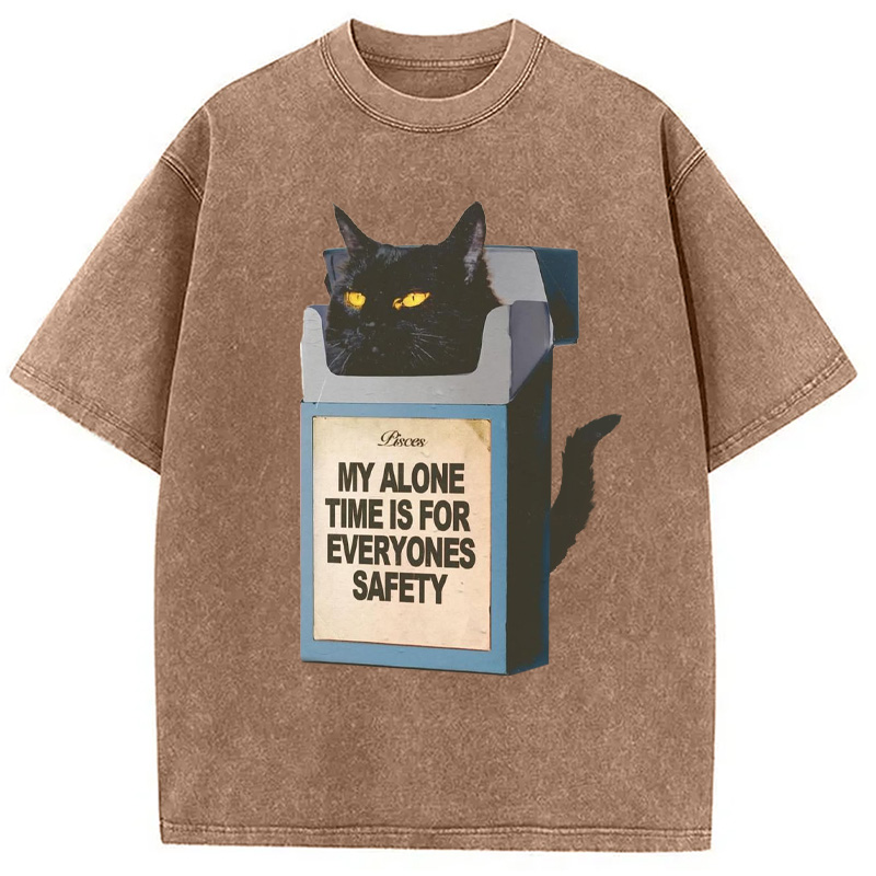 Modecanvas My Alone Time Is For Everyone Safety Meme Washed T-Shirt