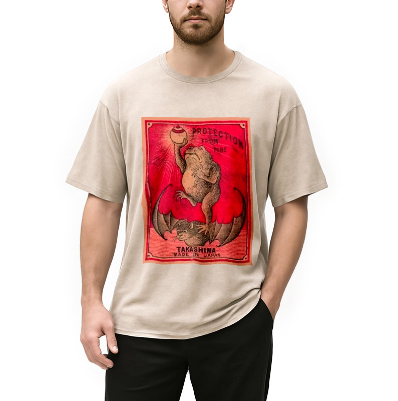 Modecanvas Japanese Matches Frog & Bat Washed T-Shirt