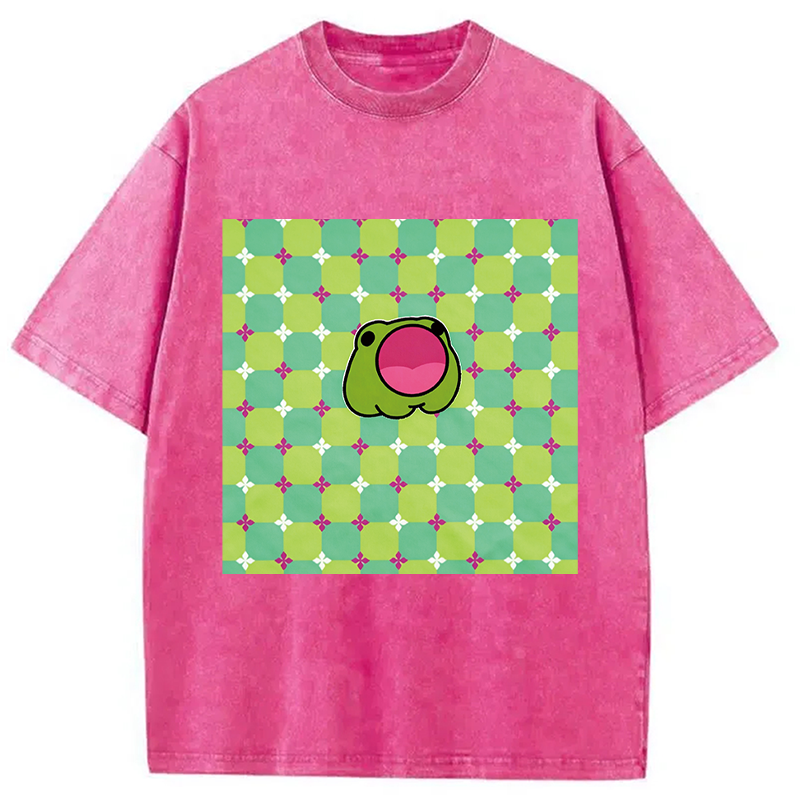 Modecanvas 3D Dizziness Frog DTG Printing Washed T-Shirt