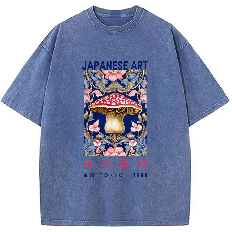 Modecanvas Blue Mushroom Vintage Washed T-Shirt