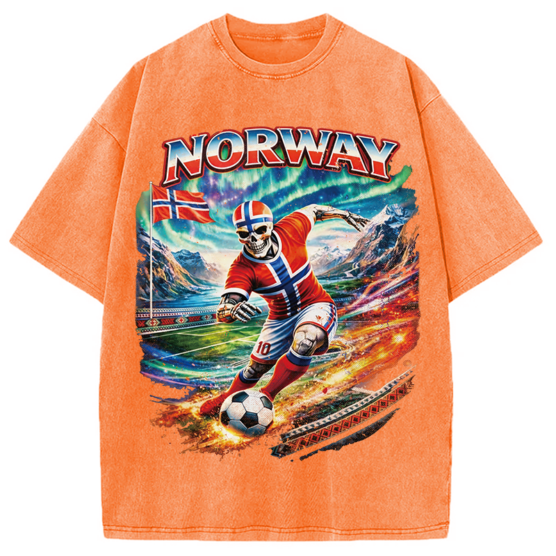 Modecanvas Northern Lights Football DTG Printing Washed T-Shirt