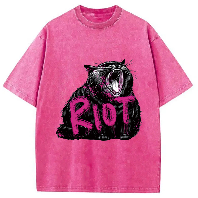 Modecanvas Riot Cat DTG Printing Washed T-Shirt