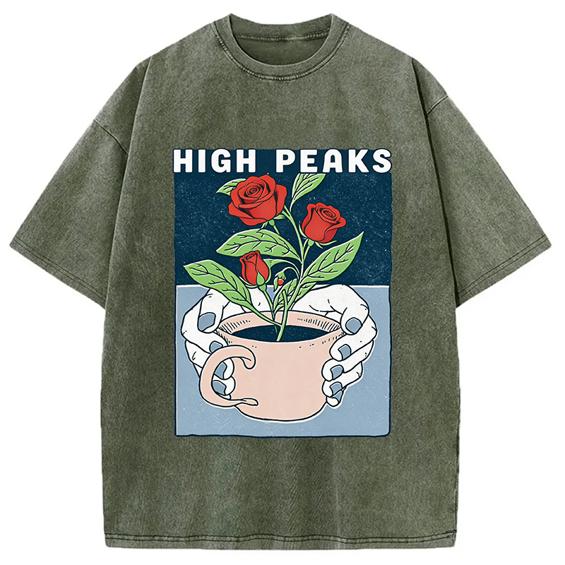 Modecanvas Planted Flower DTG Printing Washed T-Shirt