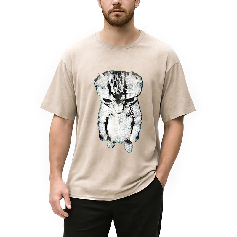 Modecanvas El Gato Munchkin Kitten DTG Printing Washed T-Shirt